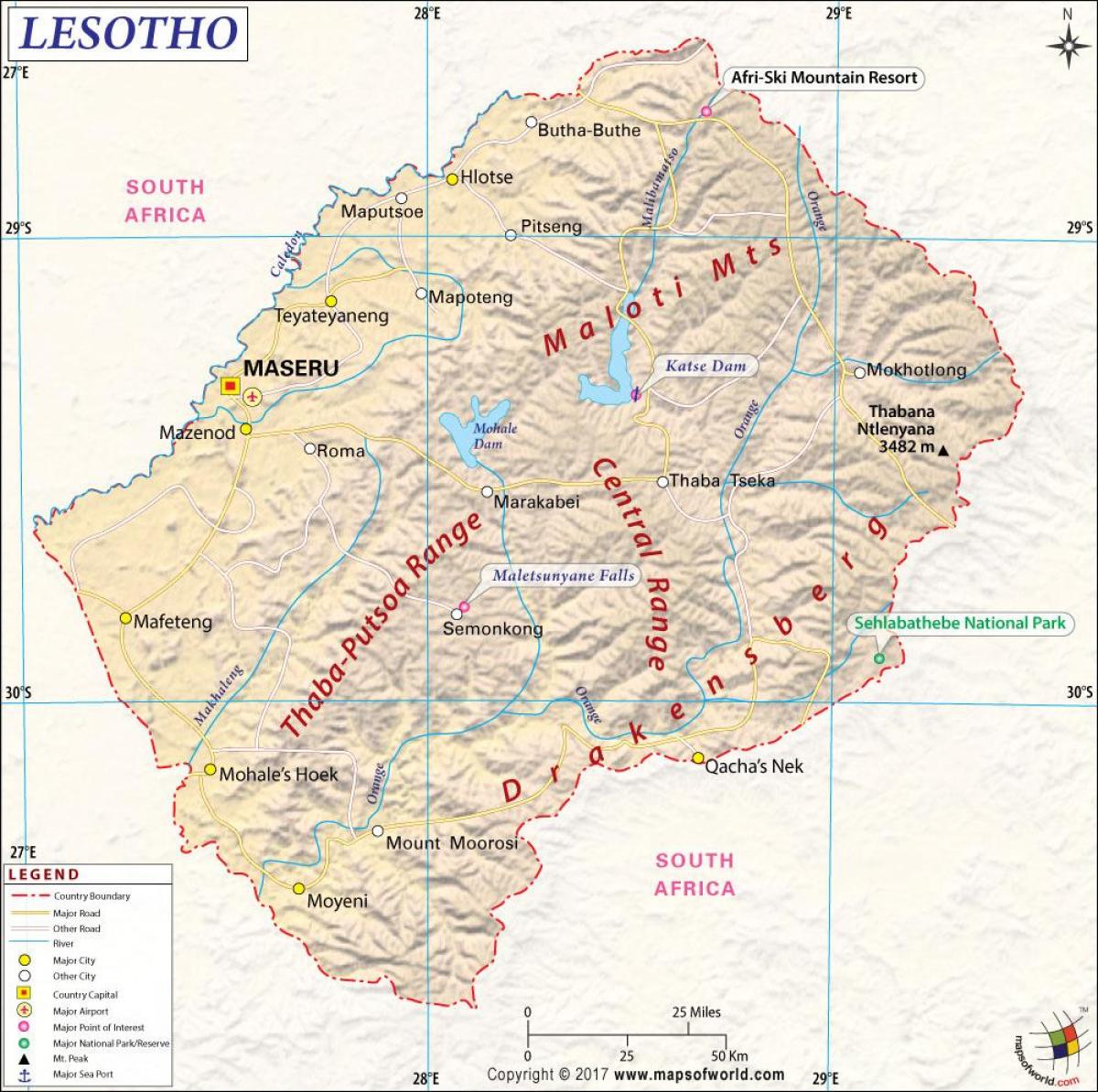 Lesotho mapa de imágenes