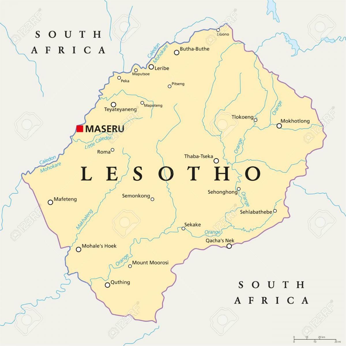 mapa de maseru, Lesotho