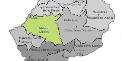 Mapa de Lesotho mostrando los distritos