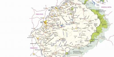Mapa de Lesotho puestos fronterizos