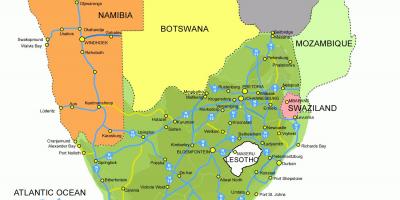 Mapa de Lesotho y sudáfrica