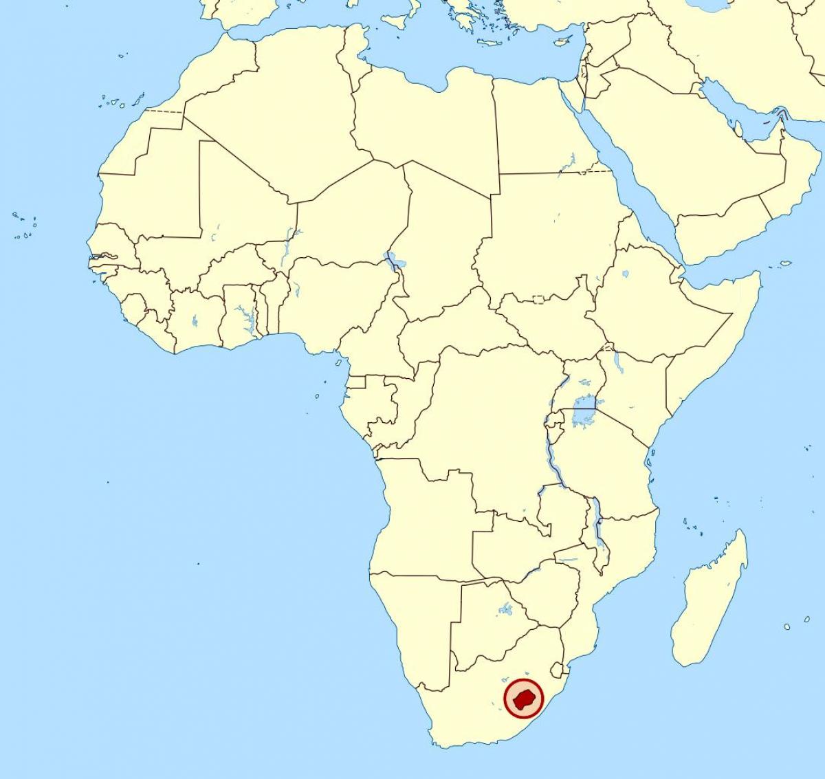 mapa de Lesotho en el mapa de áfrica